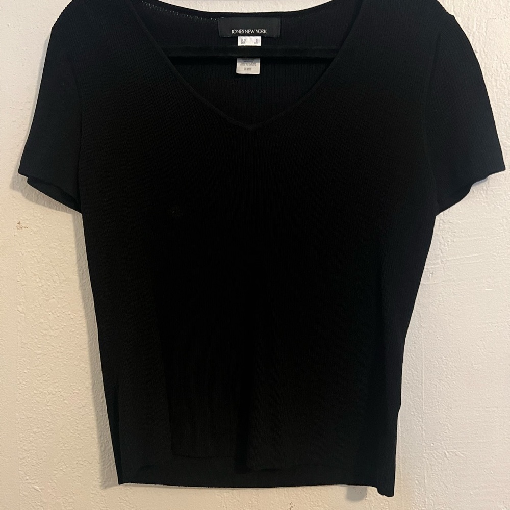 Jones New York Black Short Sleeve Top